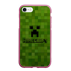 Чехол iPhone 7/8 матовый Minecraft, цвет: 3D-малиновый