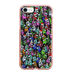 Чехол iPhone 7/8 матовый Among Us С Новым Годом!, цвет: 3D-светло-розовый