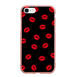 Чехол iPhone 7/8 матовый Поцелуи, цвет: 3D-светло-розовый
