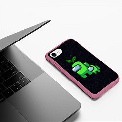 Чехол iPhone 7/8 матовый Among us Lime kid lime, цвет: 3D-малиновый — фото 2