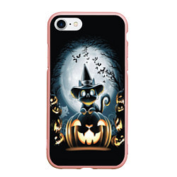 Чехол iPhone 7/8 матовый Хэллоуин Кот, цвет: 3D-светло-розовый