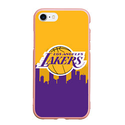 Чехол iPhone 7/8 матовый LOS ANGELES LAKERS, цвет: 3D-светло-розовый