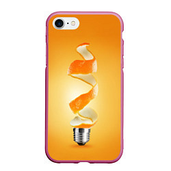 Чехол iPhone 7/8 матовый АПЕЛЬСИН-ЛАМПОЧКА, цвет: 3D-малиновый