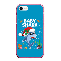 Чехол iPhone 7/8 матовый Новогодний Baby Shark