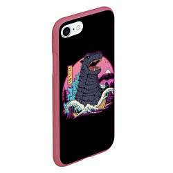 Чехол iPhone 7/8 матовый Godzilla, цвет: 3D-малиновый — фото 2