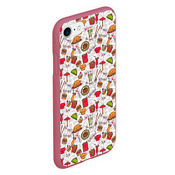 Чехол iPhone 7/8 матовый I love to eat!, цвет: 3D-малиновый — фото 2