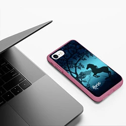 Чехол iPhone 7/8 матовый Конь, цвет: 3D-малиновый — фото 2