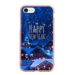 Чехол iPhone 7/8 матовый Happy New Year, цвет: 3D-светло-розовый