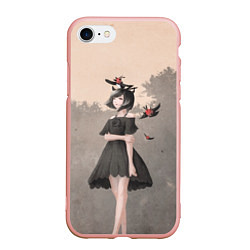 Чехол iPhone 7/8 матовый Secre Swallowtail, цвет: 3D-светло-розовый
