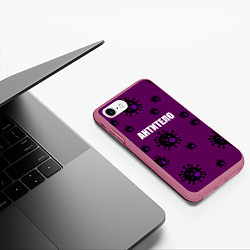 Чехол iPhone 7/8 матовый АНТИТЕЛО, цвет: 3D-малиновый — фото 2