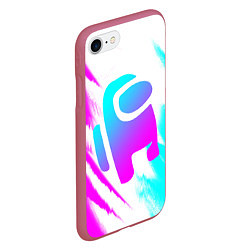 Чехол iPhone 7/8 матовый AMONG US - NEON, цвет: 3D-малиновый — фото 2