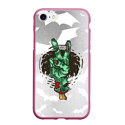 Чехол iPhone 7/8 матовый Zombie peace hand, цвет: 3D-малиновый