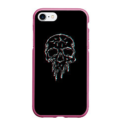 Чехол iPhone 7/8 матовый Skull Glitch, цвет: 3D-малиновый