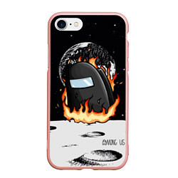 Чехол iPhone 7/8 матовый Among Us fire, цвет: 3D-светло-розовый