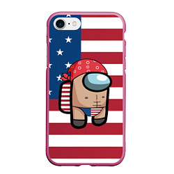 Чехол iPhone 7/8 матовый Among Us American Boy Z, цвет: 3D-малиновый