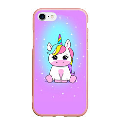 Чехол iPhone 7/8 матовый Единорог, цвет: 3D-светло-розовый