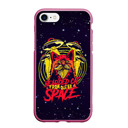 Чехол iPhone 7/8 матовый Bearded cat from outer space, цвет: 3D-малиновый