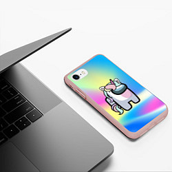 Чехол iPhone 7/8 матовый Among Us Unicorn, цвет: 3D-светло-розовый — фото 2