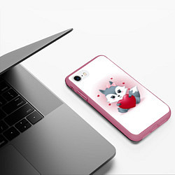 Чехол iPhone 7/8 матовый Я тебя люблю!, цвет: 3D-малиновый — фото 2