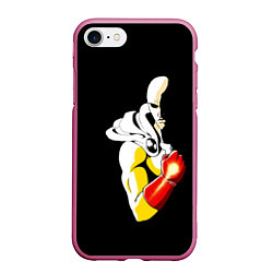 Чехол iPhone 7/8 матовый Сайтама One Punch Man, цвет: 3D-малиновый