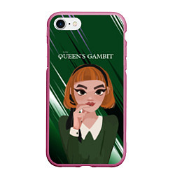 Чехол iPhone 7/8 матовый Queens Gambit Ход Королевы, цвет: 3D-малиновый