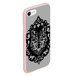 Чехол iPhone 7/8 матовый Благородный серый волк, цвет: 3D-светло-розовый — фото 2