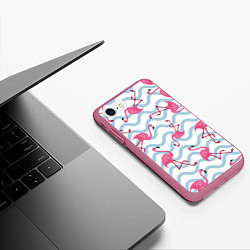 Чехол iPhone 7/8 матовый Фламинго Волны, цвет: 3D-малиновый — фото 2