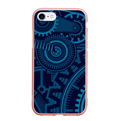 Чехол iPhone 7/8 матовый Steampunk Mechanic Blue, цвет: 3D-светло-розовый