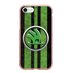 Чехол iPhone 7/8 матовый Skoda Green Logo Z, цвет: 3D-светло-розовый