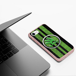 Чехол iPhone 7/8 матовый Skoda Green Logo Z, цвет: 3D-светло-розовый — фото 2