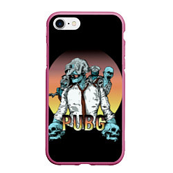 Чехол iPhone 7/8 матовый Pubg, цвет: 3D-малиновый