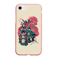 Чехол iPhone 7/8 матовый Attack on titan Атака титан, цвет: 3D-светло-розовый