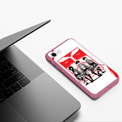 Чехол iPhone 7/8 матовый Attack on titan Атака титан, цвет: 3D-малиновый — фото 2