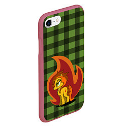 Чехол iPhone 7/8 матовый Пони по имени Огонек, цвет: 3D-малиновый — фото 2
