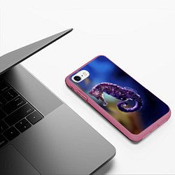 Чехол iPhone 7/8 матовый Морской конёк, цвет: 3D-малиновый — фото 2