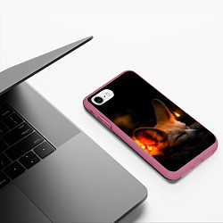 Чехол iPhone 7/8 матовый Лисичка с фонариками, цвет: 3D-малиновый — фото 2