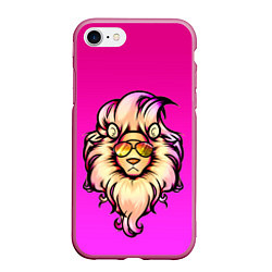Чехол iPhone 7/8 матовый Модный лев в очках, цвет: 3D-малиновый
