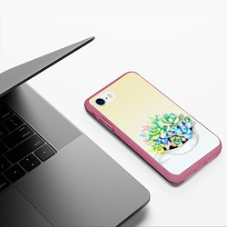 Чехол iPhone 7/8 матовый Чашка с суккулентами, цвет: 3D-малиновый — фото 2