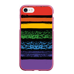 Чехол iPhone 7/8 матовый Радуга, цвет: 3D-малиновый