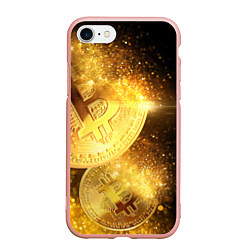 Чехол iPhone 7/8 матовый БИТКОИН ЗОЛОТО BITCOIN GOLD, цвет: 3D-светло-розовый