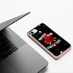 Чехол iPhone 7/8 матовый WAKE THE F CK UP!, цвет: 3D-светло-розовый — фото 2