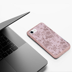 Чехол iPhone 7/8 матовый Розы с пионами, цвет: 3D-светло-розовый — фото 2
