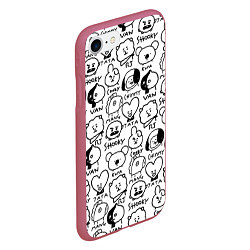 Чехол iPhone 7/8 матовый BTS BT21, цвет: 3D-малиновый — фото 2