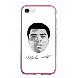 Чехол iPhone 7/8 матовый Мухаммед Али Автограф, цвет: 3D-малиновый