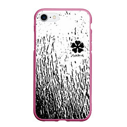 Чехол iPhone 7/8 матовый Черный клевер, цвет: 3D-малиновый