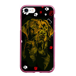Чехол iPhone 7/8 матовый Пёс, цвет: 3D-малиновый