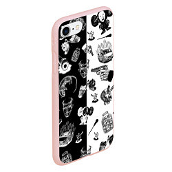 Чехол iPhone 7/8 матовый КРОВОСТОК ТАТУИРОВКИ ЧБ, цвет: 3D-светло-розовый — фото 2