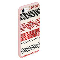 Чехол iPhone 7/8 матовый Славянский узор красно-черный, цвет: 3D-светло-розовый — фото 2
