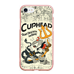 Чехол iPhone 7/8 матовый Cuphead and Devil, цвет: 3D-светло-розовый