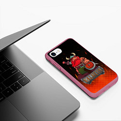 Чехол iPhone 7/8 матовый Valheim викинг в огне, цвет: 3D-малиновый — фото 2